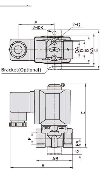 Dimensions AirTAC - Solenoid Valve 2KL Series