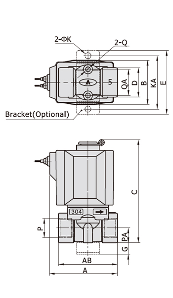 Dimensions AirTAC - Solenoid Valve 2KL Series