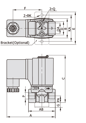 Dimensions AirTAC - Solenoid Valve 2KS Series