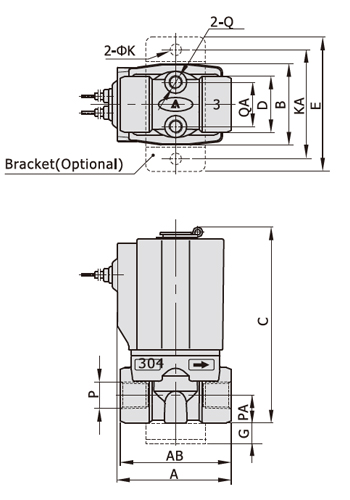Dimensions AirTAC - Solenoid Valve 2KS Series