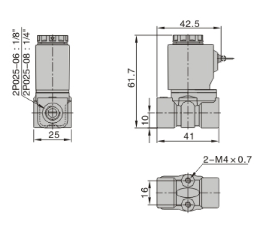 Dimensions AirTAC - Solenoid valve 2P Series