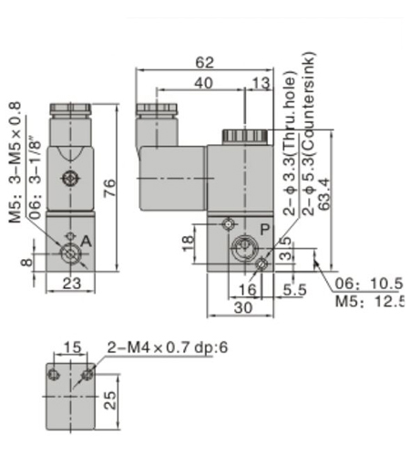 Dimensions AirTAC - Solenoid Valve 3V1 Series